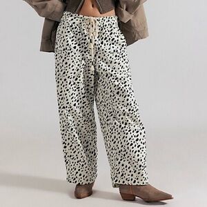 We The Free Easy Peasy Printed Pull-On Cord Jeans Dalmatian Print Wide Leg Pants